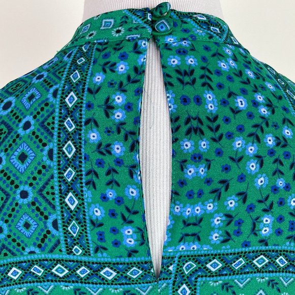 LOFT Teal Green Ditsy Floral Print Top Babydoll - Picture 7 of 9